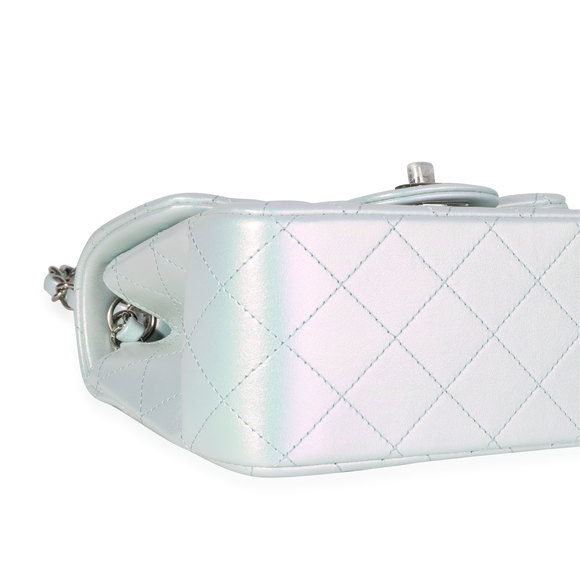 Chanel Light Blue Iridescent Quilted Calfskin Square Mini Classic Flap Bag - Picture 7 of 8